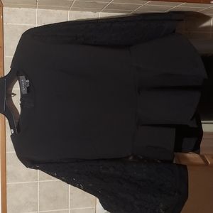 GRACIA, PEPLUM, LACE SLEEVE, TOP, SZ.LARGE, BLACK, GOOD CONDITION, NEVER WORE